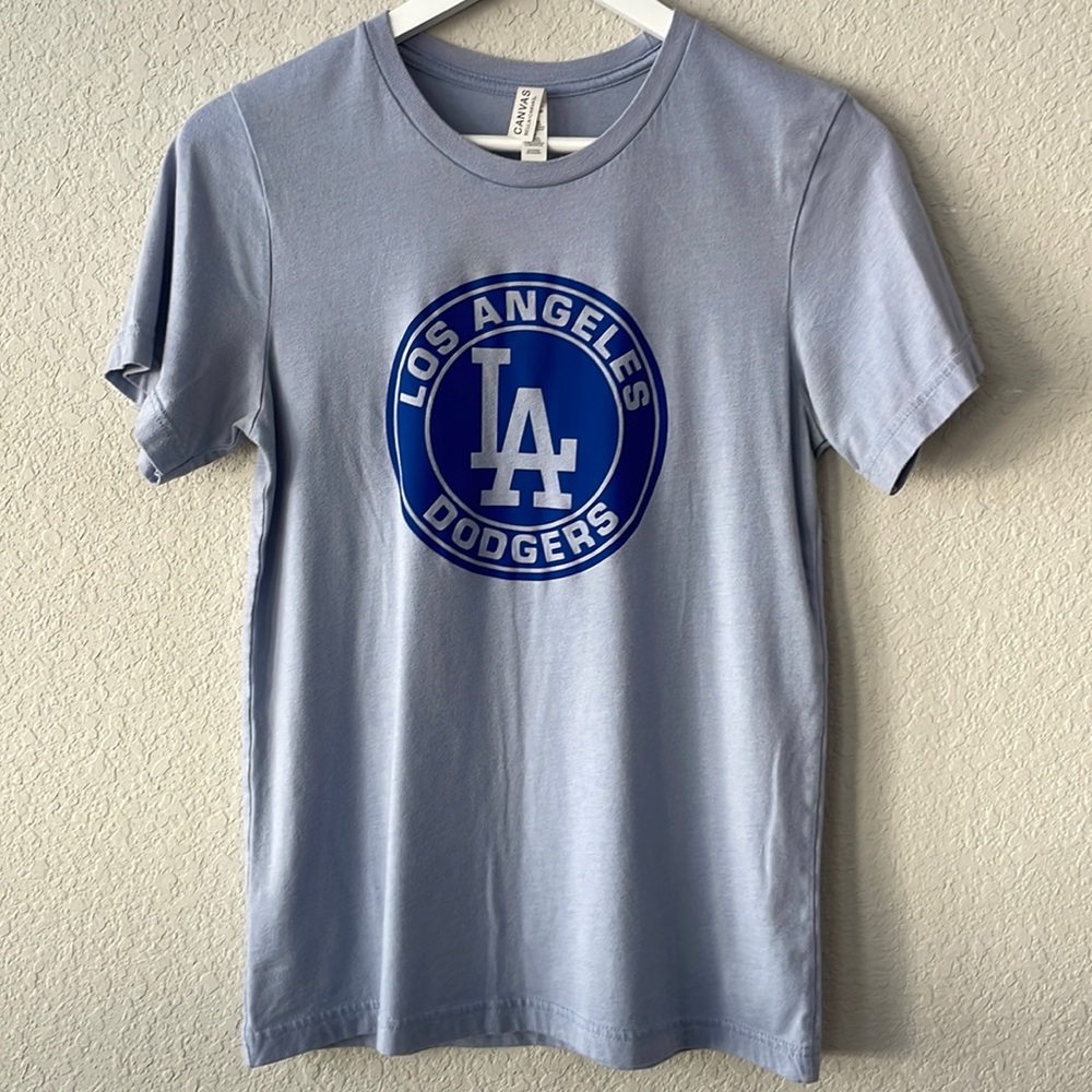 Bella Canvas Light Blue Los Angeles Dodgers Tee with Royal Blue Logo